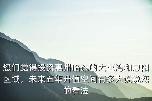 惠州惠陽(yáng)大亞灣有多少人,未來(lái)五年升值空間有多大