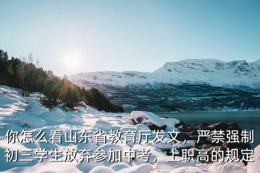 你怎么看山東省教育廳發(fā)文，嚴禁強制初三學生放棄參加中考，上職高的規(guī)定