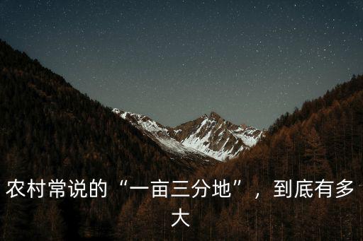 農(nóng)村常說(shuō)的“一畝三分地”，到底有多大