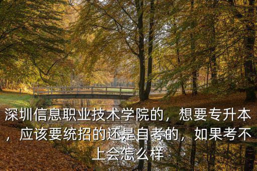 深圳信息職業(yè)技術(shù)學院的，想要專升本，應(yīng)該要統(tǒng)招的還是自考的，如果考不上會怎么樣
