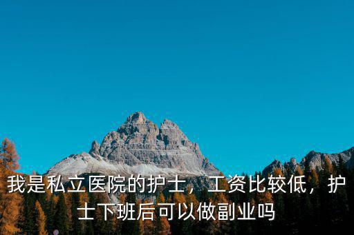 我是私立醫院的護士，工資比較低，護士下班后可以做副業嗎