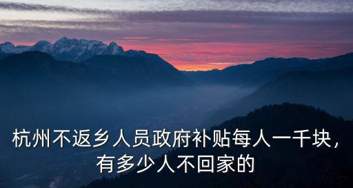 杭州不返鄉人員政府補貼每人一千塊，有多少人不回家的
