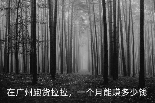 在廣州跑貨拉拉，一個月能賺多少錢