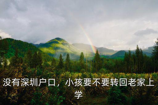 沒有深圳戶口，小孩要不要轉回老家上學