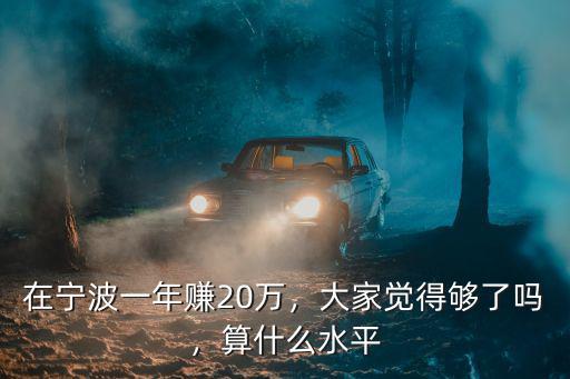 在寧波一年賺20萬，大家覺得夠了嗎，算什么水平