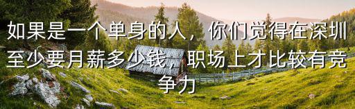深圳一個人需要多少錢,如果是一個單身的人
