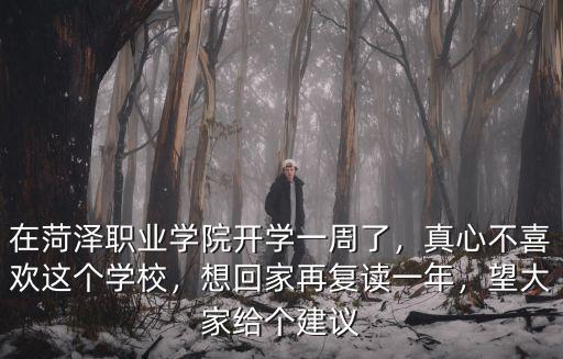 在菏澤職業(yè)學(xué)院開學(xué)一周了，真心不喜歡這個學(xué)校，想回家再復(fù)讀一年，望大家給個建議