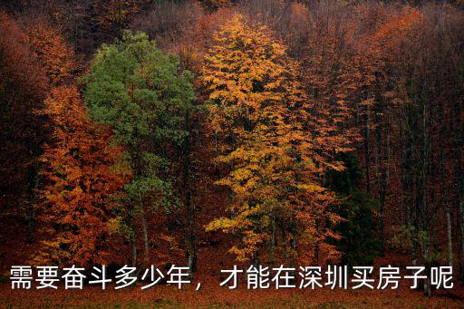 需要奮斗多少年，才能在深圳買房子呢
