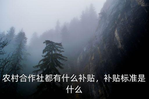 衢州農村合作社補貼額度是多少,農村合作社都有什么補貼