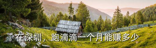 在深圳，跑滴滴一個月能賺多少
