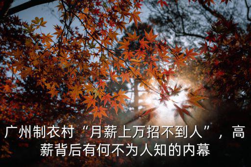 廣州哪里招制衣學徒,廣州制衣村月薪上萬招不到人