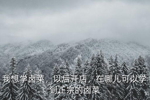 我想學鹵菜，以后開店，在哪兒可以學到正宗的鹵菜