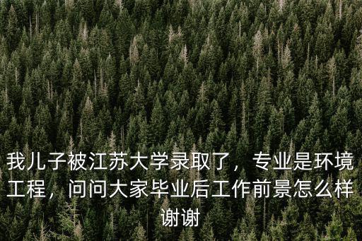 我兒子被江蘇大學(xué)錄取了，專業(yè)是環(huán)境工程，問問大家畢業(yè)后工作前景怎么樣謝謝