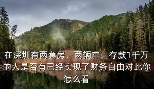 在深圳有兩套房、兩輛車、存款1千萬的人是否有已經實現了財務自由對此你怎么看
