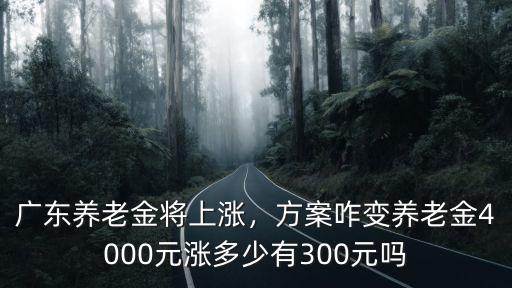 廣東養老金將上漲，方案咋變養老金4000元漲多少有300元嗎