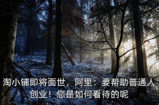 淘小鋪即將面世，阿里：要幫助普通人創業！您是如何看待的呢