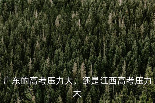 廣東的高考壓力大，還是江西高考壓力大
