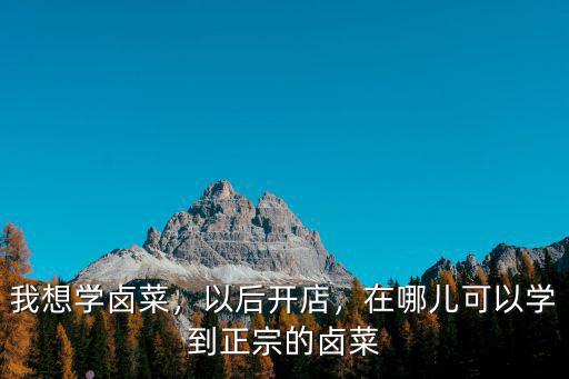 我想學鹵菜，以后開店，在哪兒可以學到正宗的鹵菜