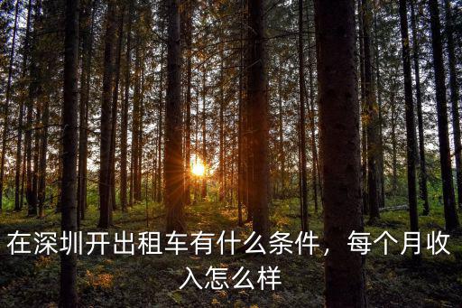 在深圳開出租車有什么條件，每個月收入怎么樣