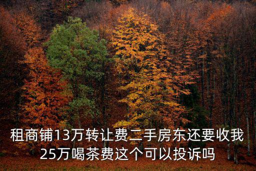 租商鋪13萬轉讓費二手房東還要收我25萬喝茶費這個可以投訴嗎