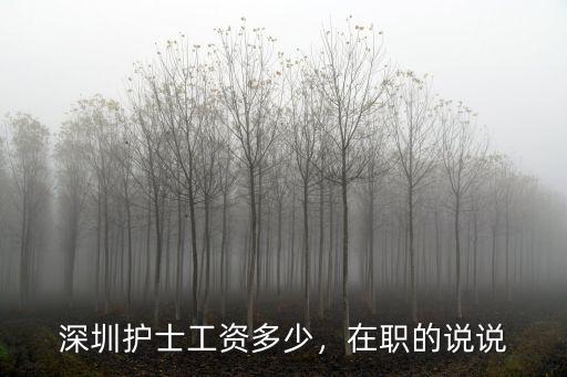 深圳護士工資多少，在職的說說