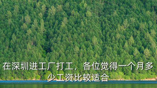在深圳進工廠打工，各位覺得一個月多少工資比較適合