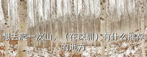 想去爬一次山，（在深圳）有什么推薦的地方