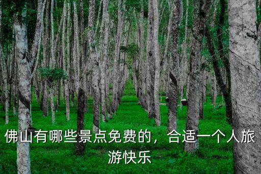 佛山高明區哪里有免費的景點,佛山有哪些景點免費的