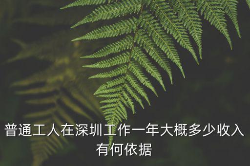 普通工人在深圳工作一年大概多少收入有何依據