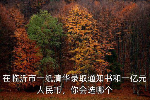 在臨沂市一紙清華錄取通知書和一億元人民幣，你會(huì)選哪個(gè)