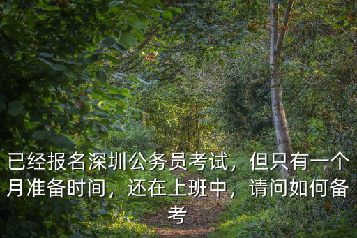 已經報名深圳公務員考試，但只有一個月準備時間，還在上班中，請問如何備考
