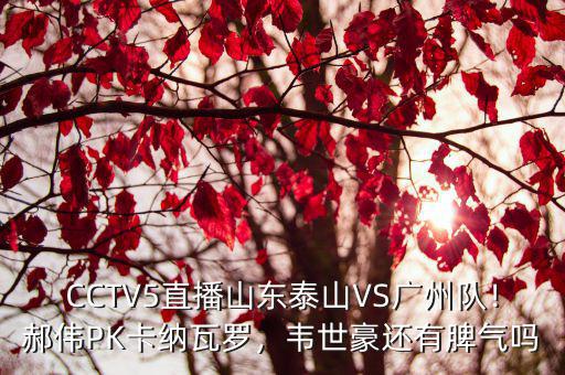 CCTV5直播山東泰山VS廣州隊(duì)！郝偉PK卡納瓦羅，韋世豪還有脾氣嗎