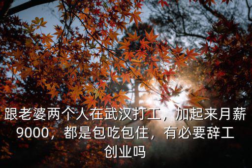 跟老婆兩個人在武漢打工，加起來月薪9000，都是包吃包住，有必要辭工創業嗎