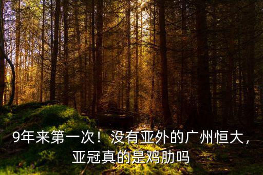 9年來第一次！沒有亞外的廣州恒大，亞冠真的是雞肋嗎