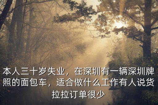 本人三十歲失業，在深圳有一輛深圳牌照的面包車，適合做什么工作有人說貨拉拉訂單很少