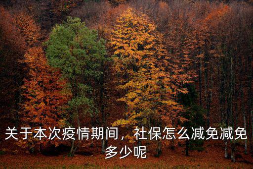 關于本次疫情期間，社保怎么減免減免多少呢