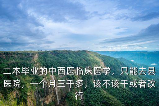 二本畢業的中西醫臨床醫學，只能去縣醫院，一個月三千多，該不該干或者改行