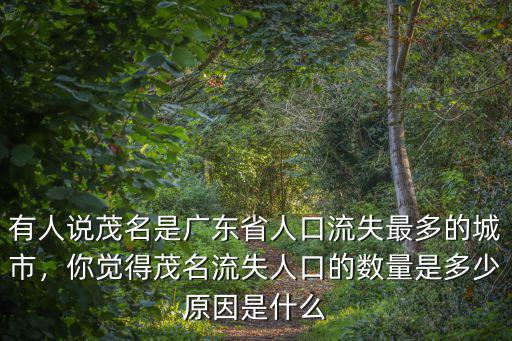 廣州有多少人口流失,茂名人口流失186萬