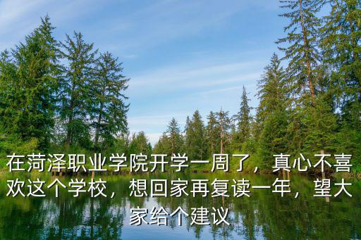 在菏澤職業學院開學一周了，真心不喜歡這個學校，想回家再復讀一年，望大家給個建議