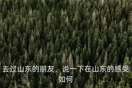 去過山東的朋友，說一下在山東的感受如何
