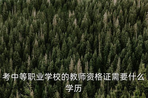 考中等職業學校的教師資格證需要什么學歷