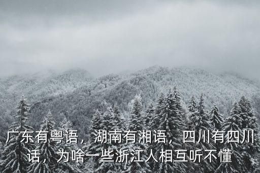 廣東有粵語，湖南有湘語，四川有四川話，為啥一些浙江人相互聽不懂