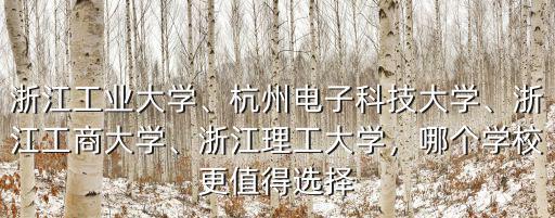 浙江工業大學、杭州電子科技大學、浙江工商大學、浙江理工大學，哪個學校更值得選擇