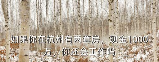 如果你在杭州有兩套房，現金1000萬，你還會工作嗎