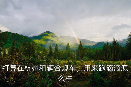 杭州打滴滴多少錢一個月,打算在杭州租輛合規車