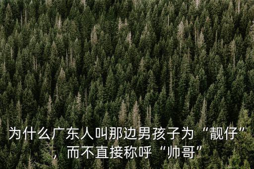 為什么廣東人叫那邊男孩子為“靚仔”，而不直接稱呼“帥哥”