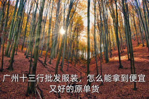 廣州十三行批發服裝，怎么能拿到便宜又好的原單貨