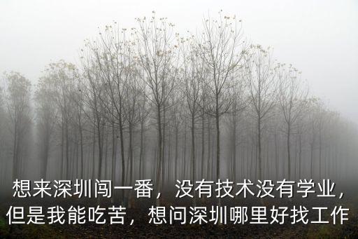 想來深圳闖一番，沒有技術沒有學業，但是我能吃苦，想問深圳哪里好找工作