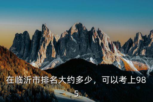 臨沂市考進清華多少,在臨沂市排名大約多少