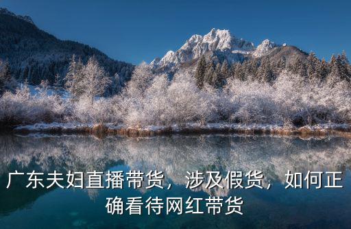 廣東夫婦直播帶貨，涉及假貨，如何正確看待網紅帶貨